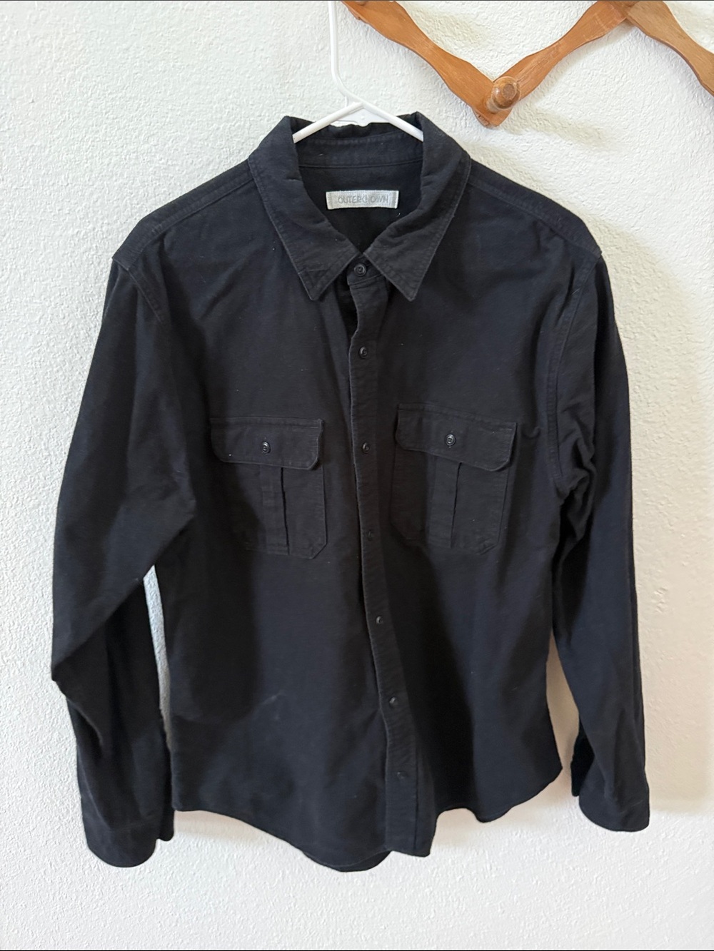 Outerknown Men's Organic Black Shirt Jacket with Chest Pockets
